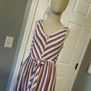 Caution To The Wind Striped Dress - Red, Blue, White